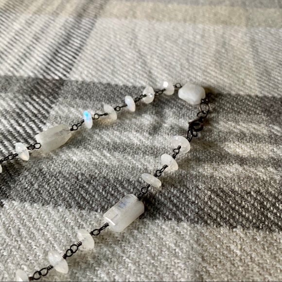 Moonstone on Oxidized Silver Chain - Picture 5 of 5